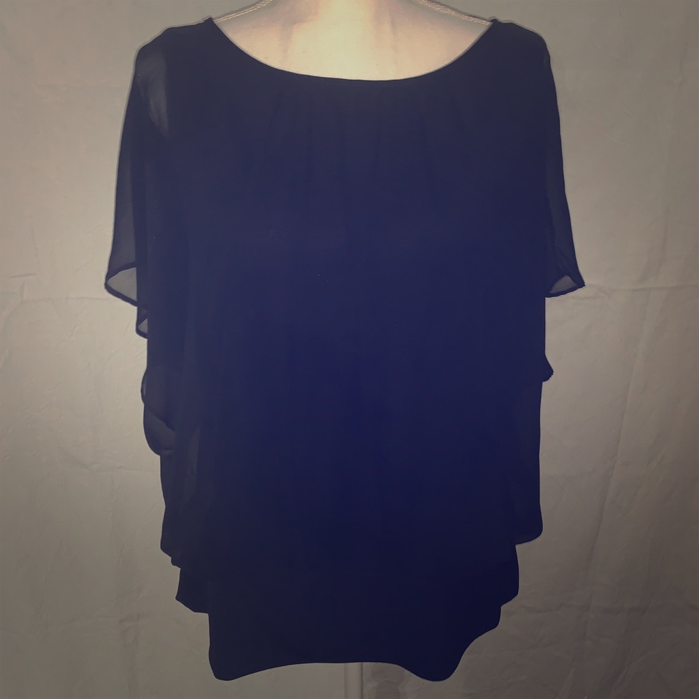 Style & Company Banded Black Blouse